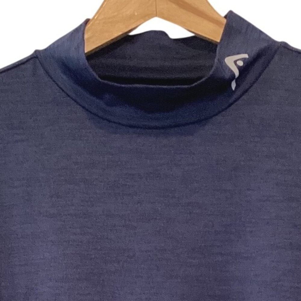 Head‎ Mens Medium Navy Blue Heathered Mock Neck Long Sleeve Athletic Base Layer